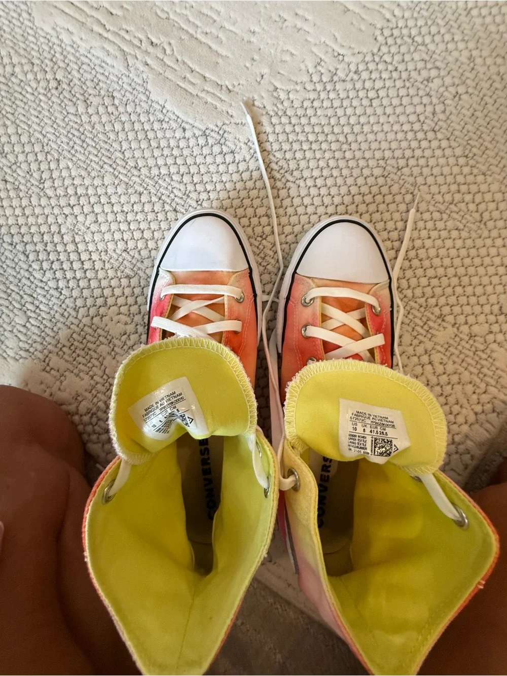 Converse High Top Sneakers - Pink, Orange, Yellow Tie-Dye